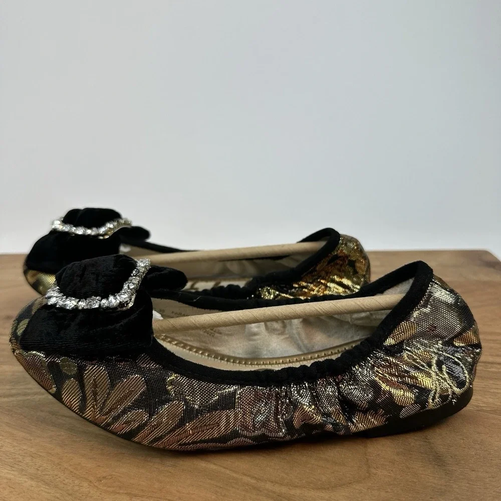 New Big Kids Sam Edelman Farah‎ Bronze Metallic Ballet Flats Shoes Size 3 Y